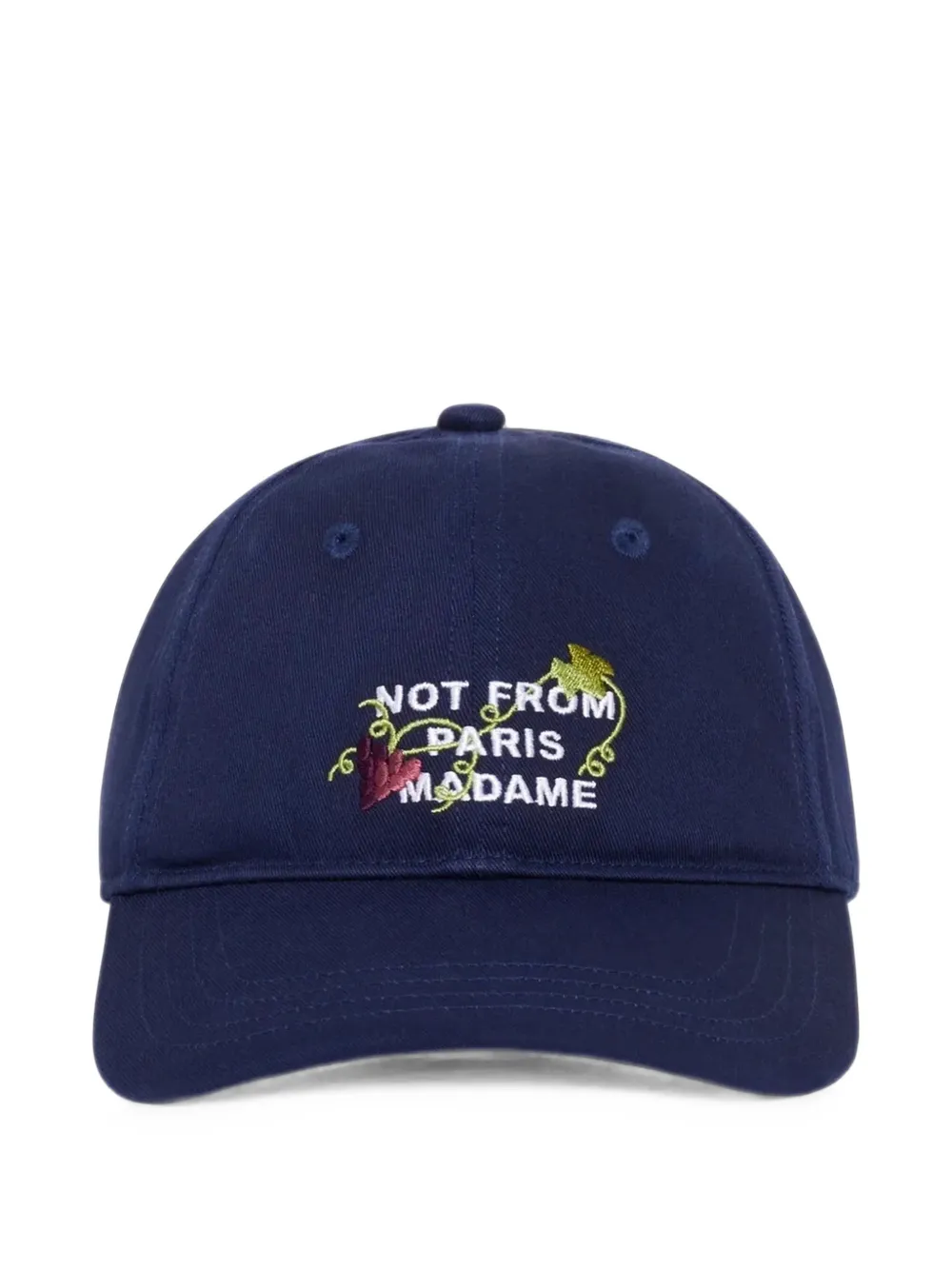 Drôle De Monsieur vine-embroidered slogan cap - Blu