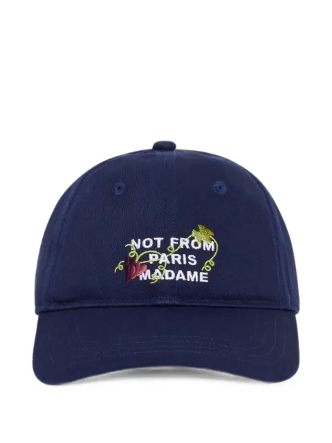 Drôle De Monsieur vine-embroidered slogan cap
