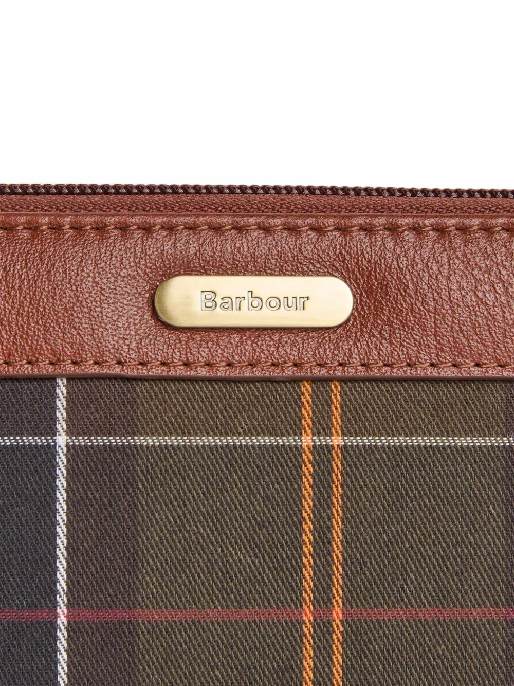 Barbour Daphne clutch met tartan-ruit en leren afwerking Bruin