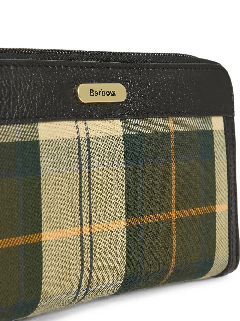 Barbour Daphne clutch met tartan-ruit en leren afwerking Bruin