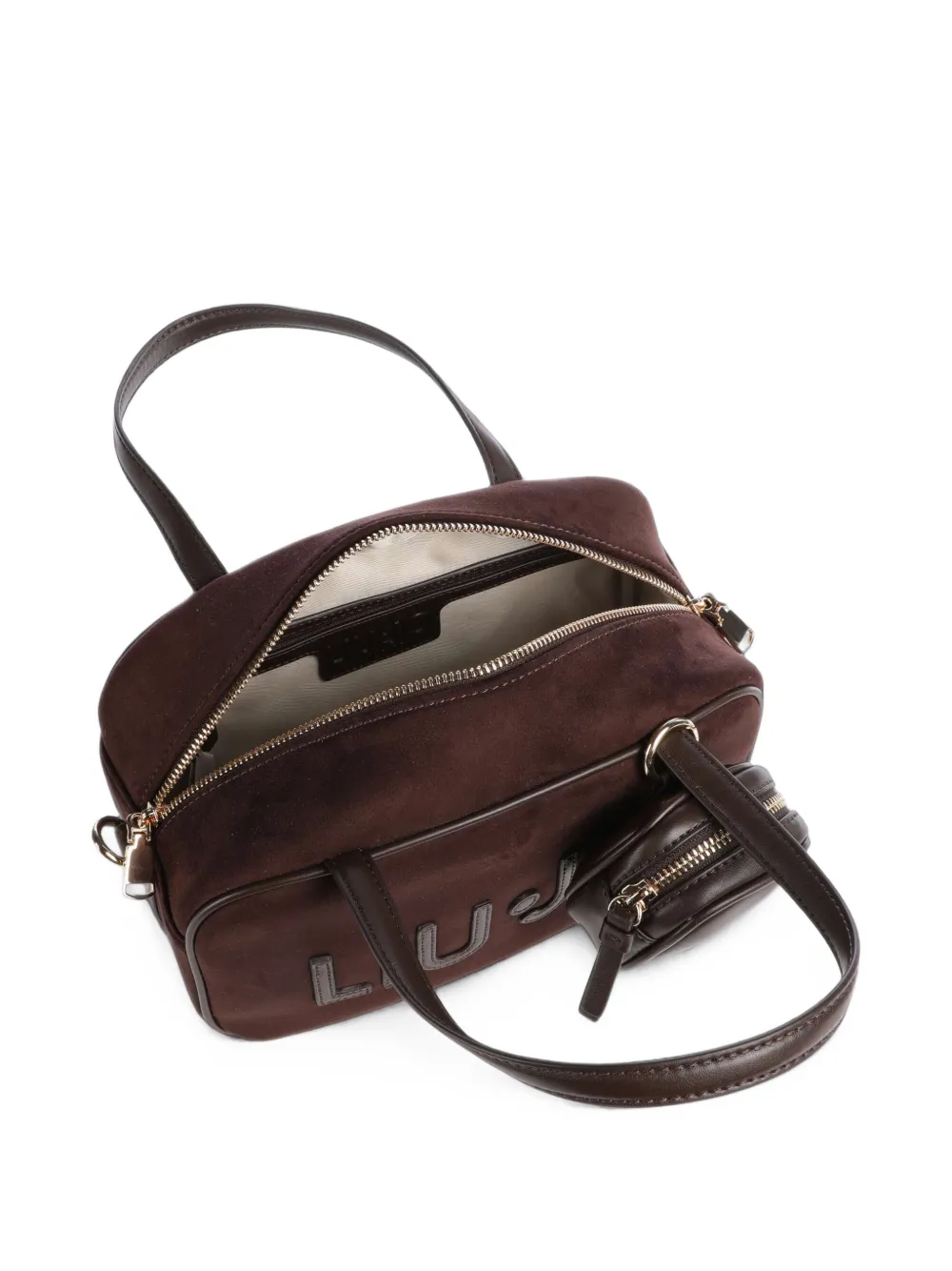 LIU JO Shopper met buideldetail en logo-patch Bruin