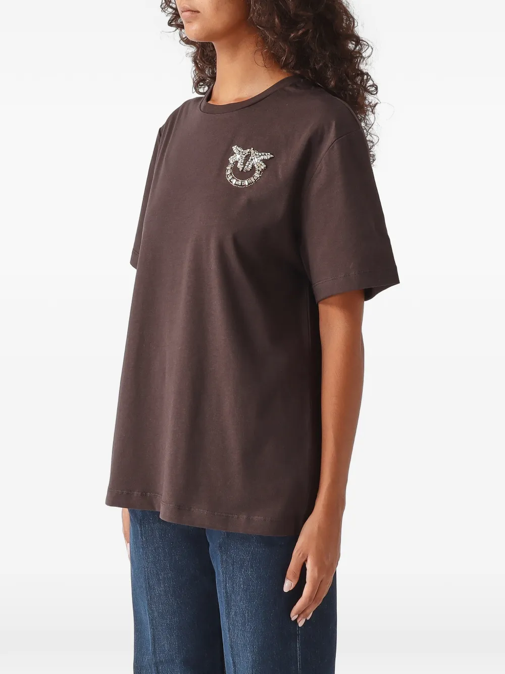 PINKO Love Birds T-shirt Bruin