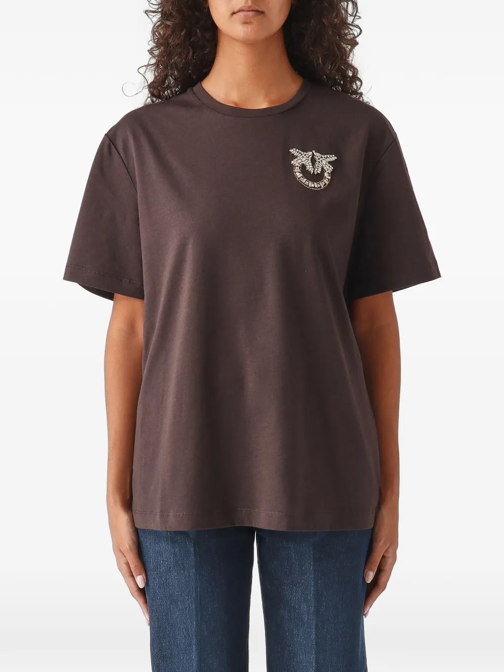PINKO Love Birds T-shirt Bruin