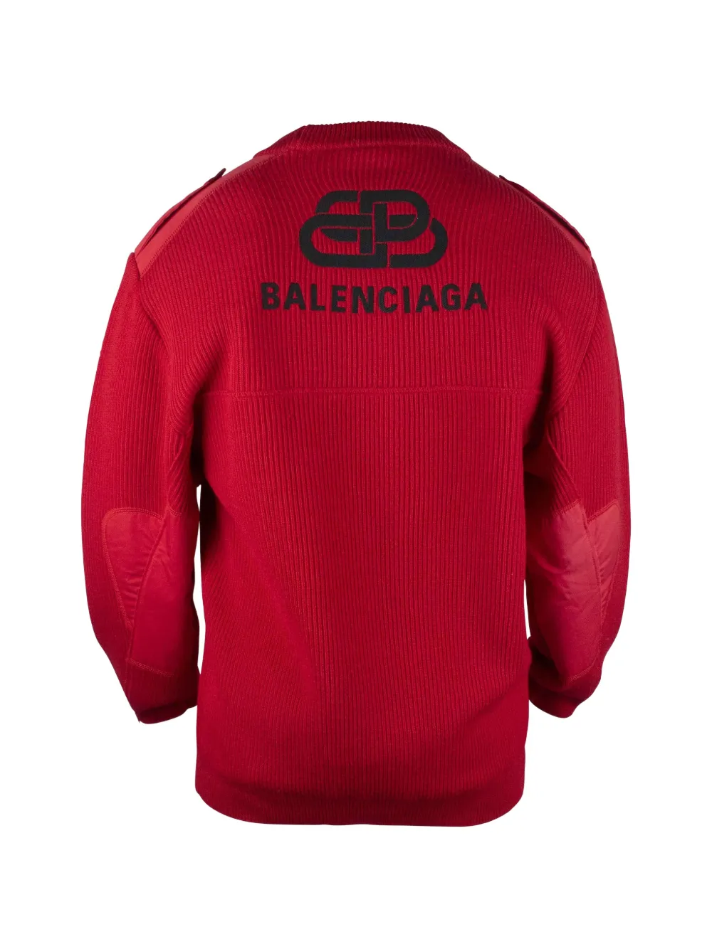 Balenciaga logo-embroidered ribbed-knit sweater Rood
