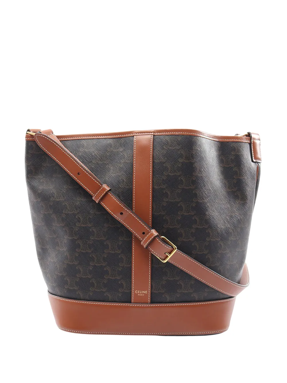 Celine Pre-Owned sac seau format moyen en toile enduite Triomphe (2010-2026) - Marron Celine Pre-Owned sac seau format moyen en toile enduite Triomphe (2010-2026) - Marron
