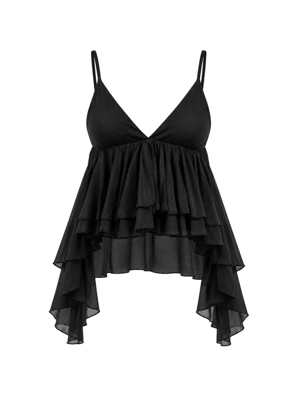 kaos ruffled tiered top - Noir