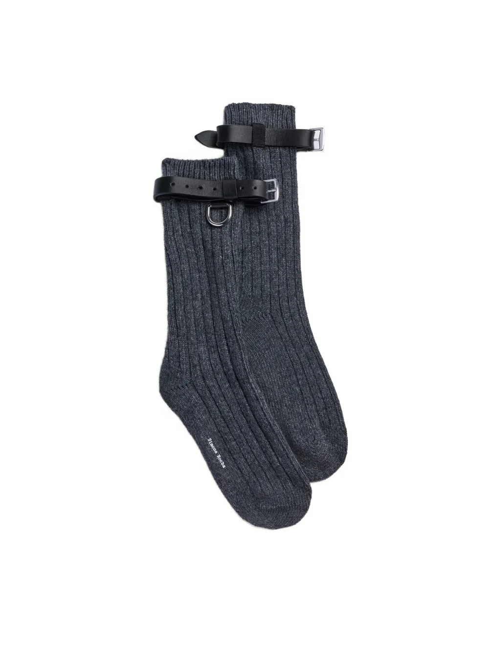 Simone Rocha leather-strap ribbed-knit socks Grijs