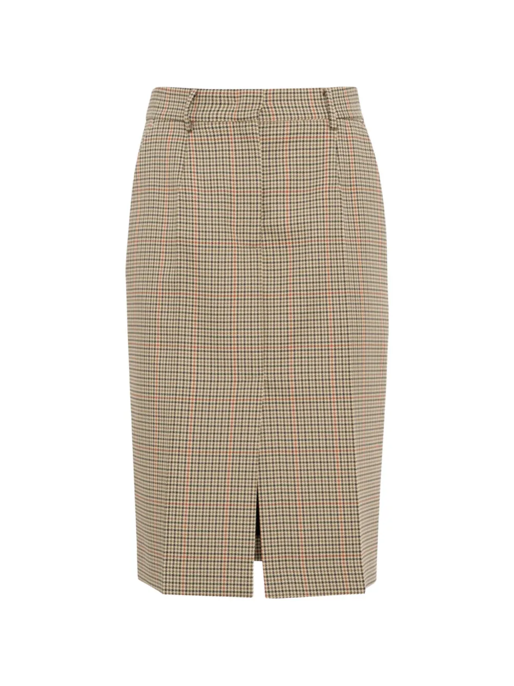 Tela check-pattern front-slit midi skirt - Toni neutri