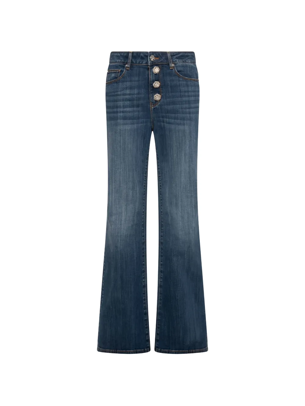 FRACOMINA flower-button flared jeans - Blu