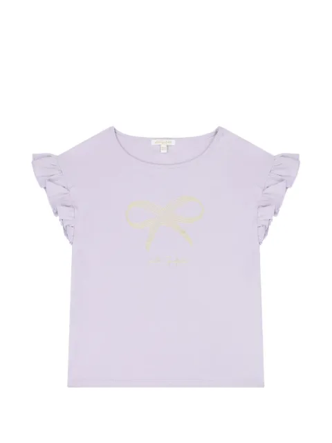 Lili Gaufrette playera con volantes y moño estampado