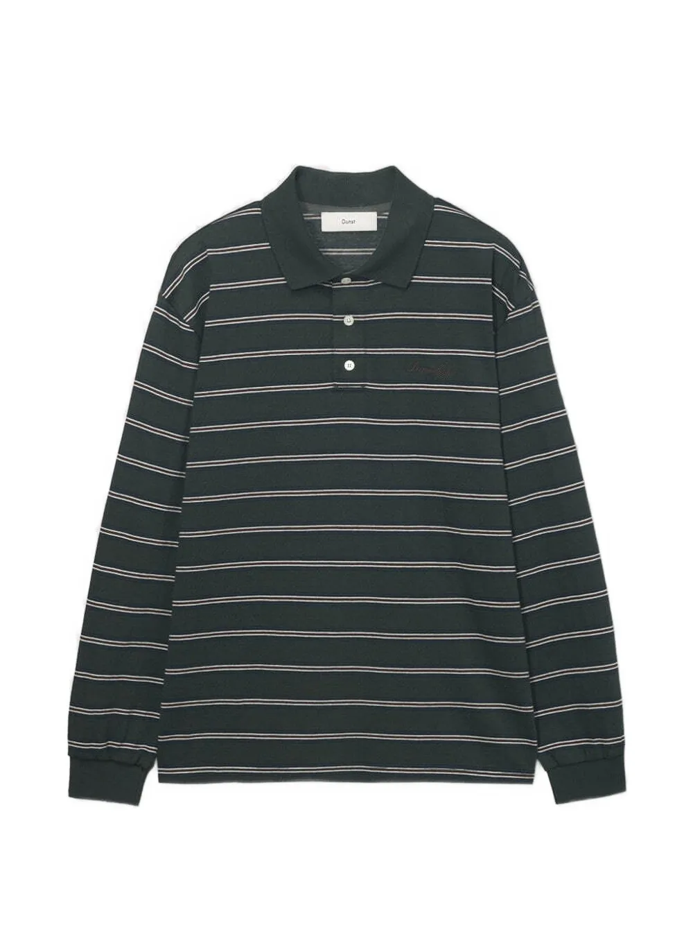 Dunst Striped Long-sleeve Polo Shirt In Green