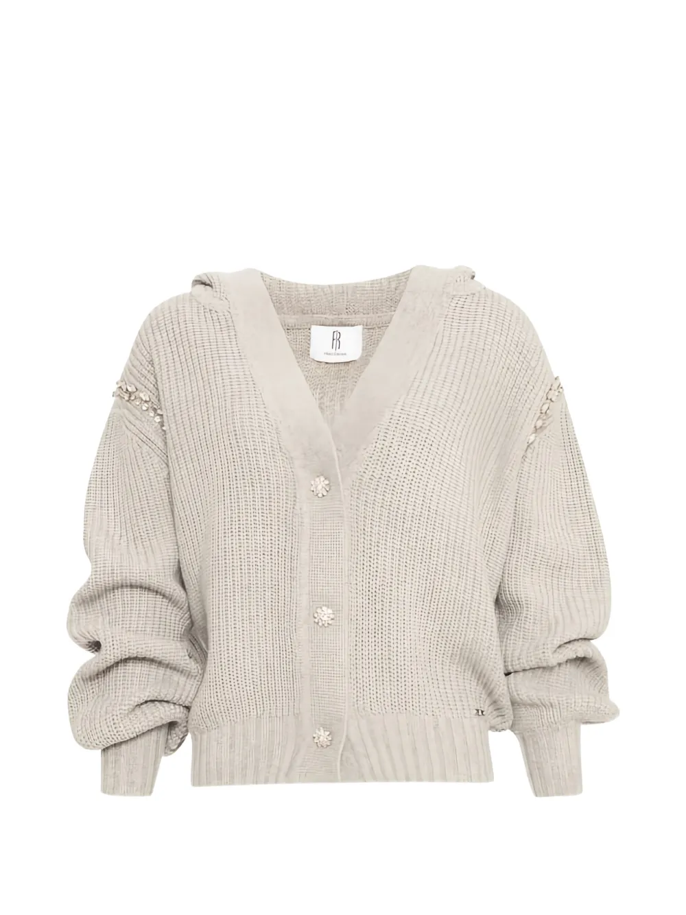 FRACOMINA crystal-embellished hooded cardigan - Grey