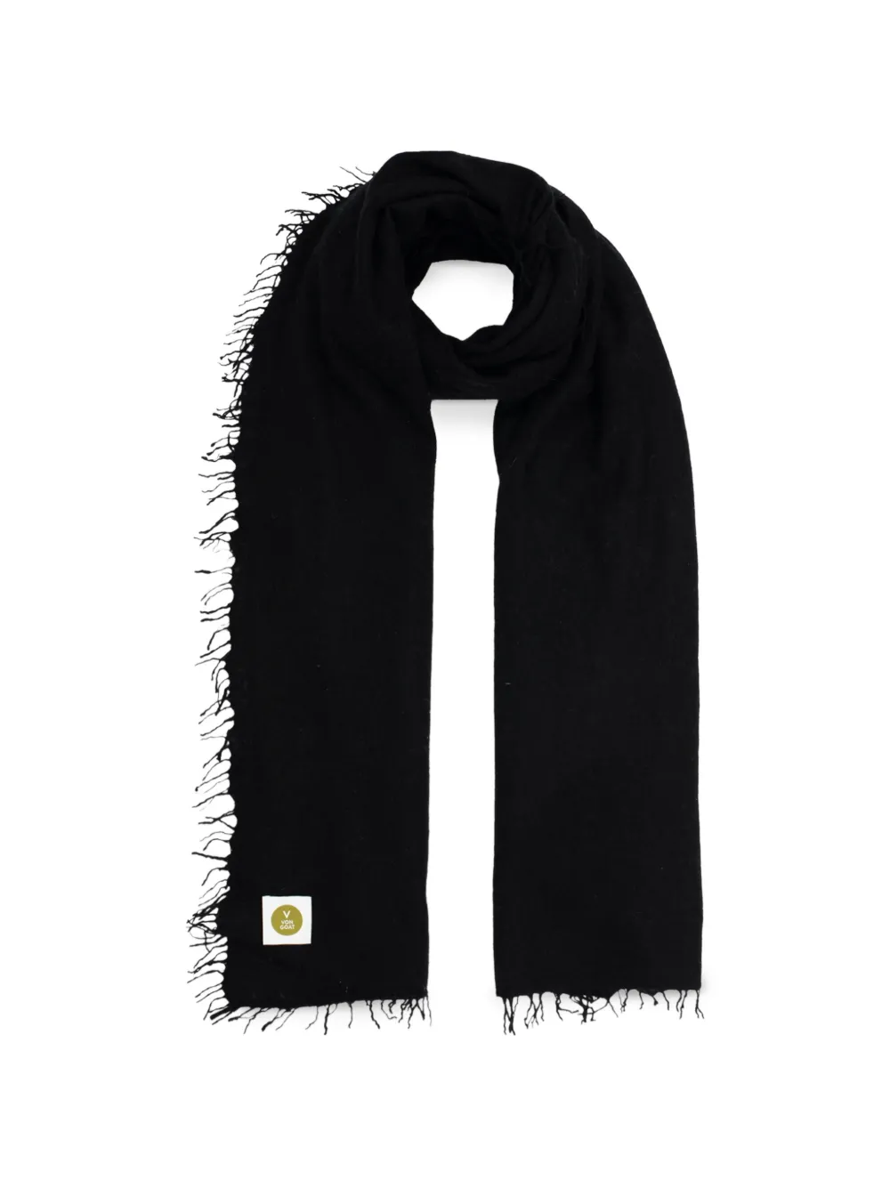 V VON GOAT Sciarpa con bordi sfrangiati - Nero