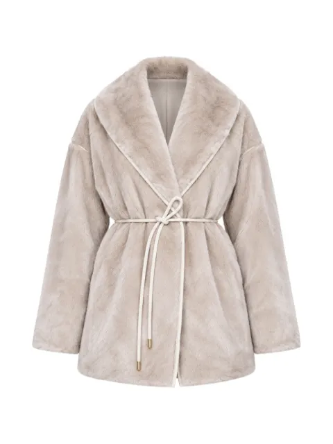 kaos fur belted jacket