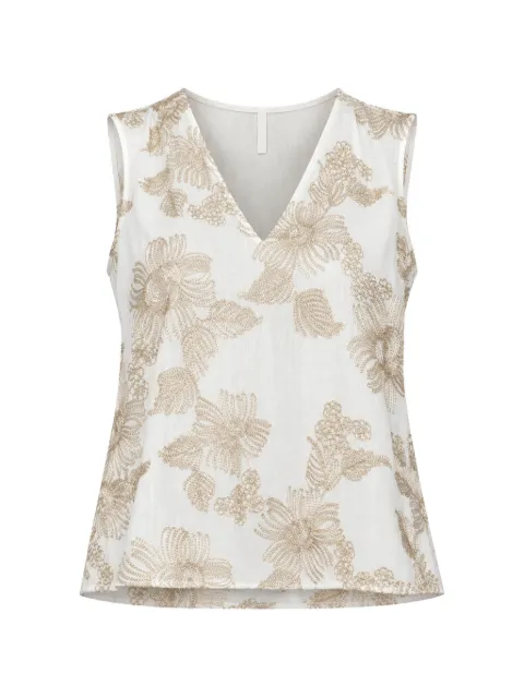 kaos broderet top med blomstertryk