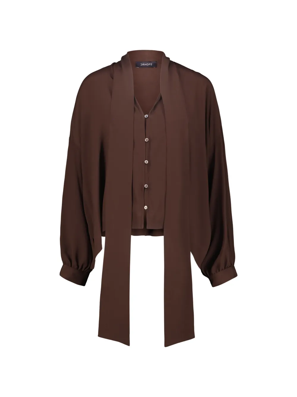 DRHOPE tie-neck button-up shirt - Braun