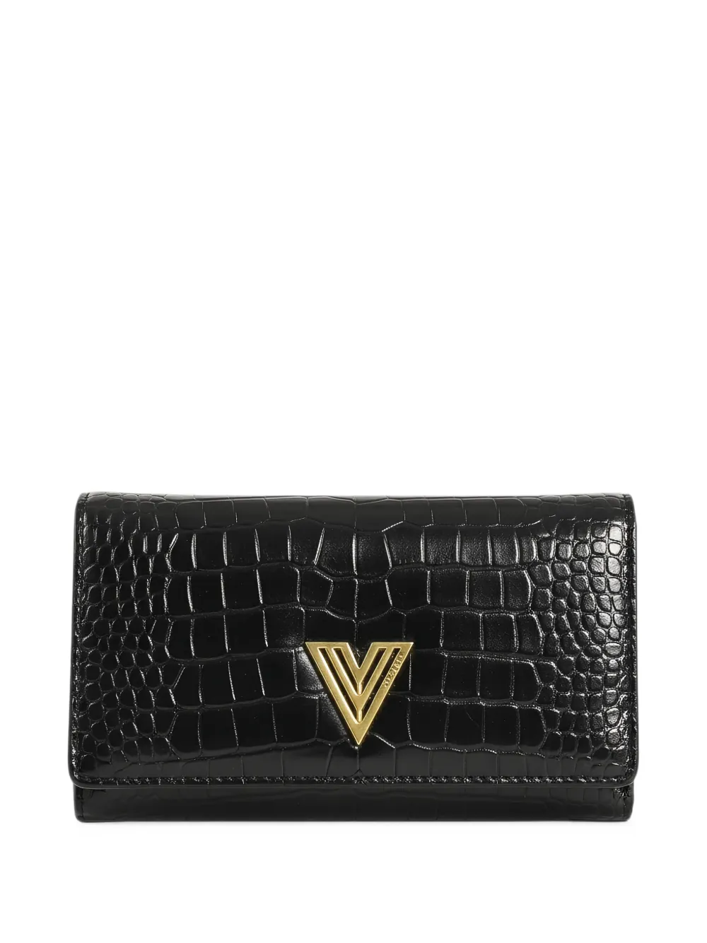 VICOLO crocodile-effect logo-plaque clutch - Nero