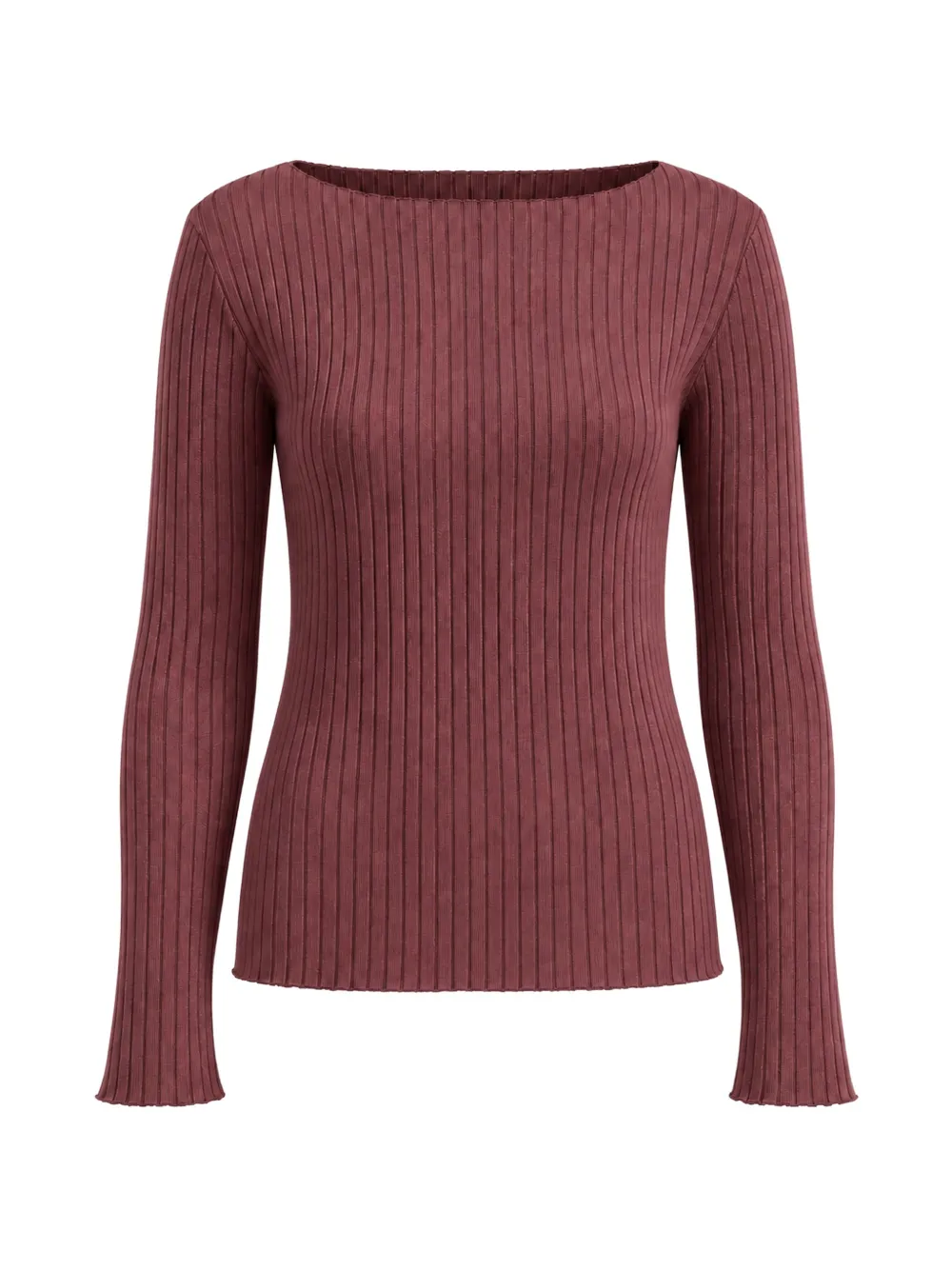 Vince ribbed slash-neck top - Rosso