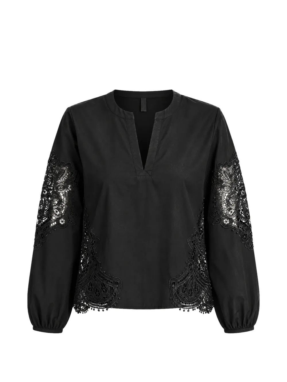kaos lace-panelled V-neck blouse - Nero