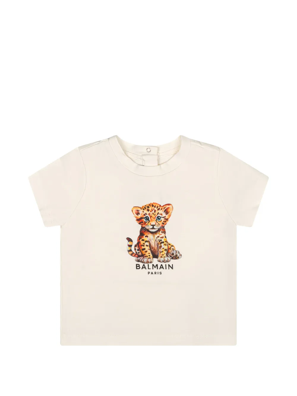 Balmain Kids T-shirt met luipaard-pritn en logo-print Beige