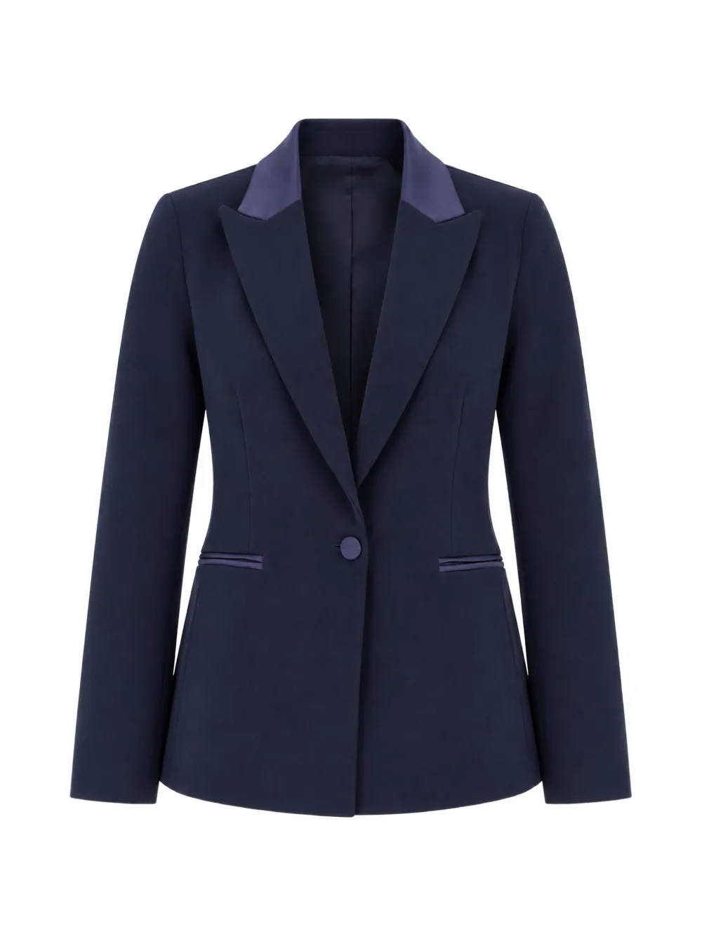 Vicolo Satin-trim Peaked-lapels Blazer In Blue