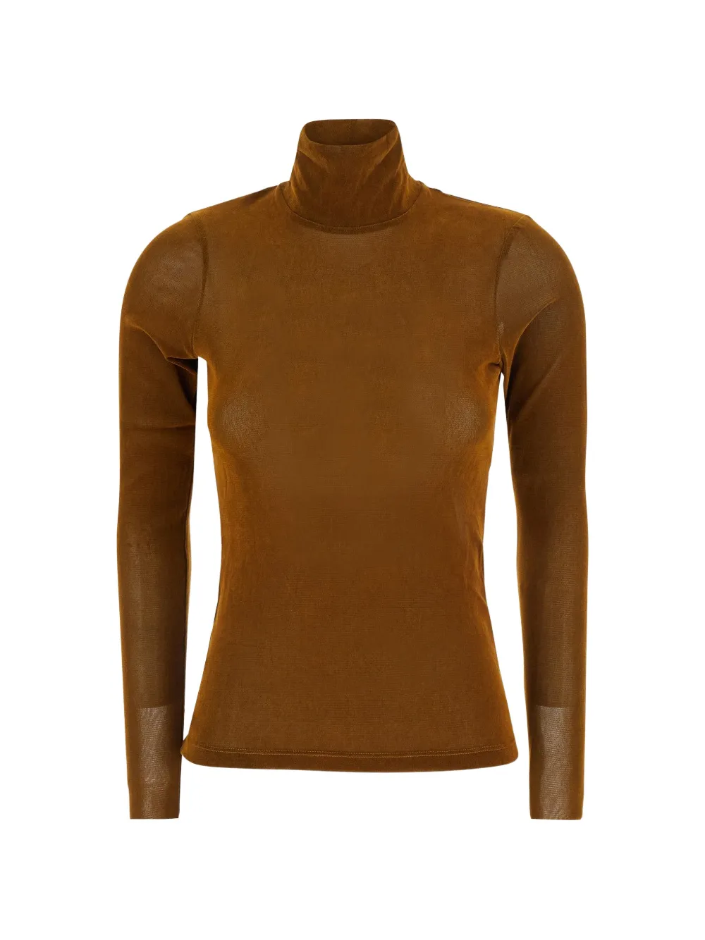 Tela sheer roll-neck top - Marron Tela sheer roll-neck top - Marron