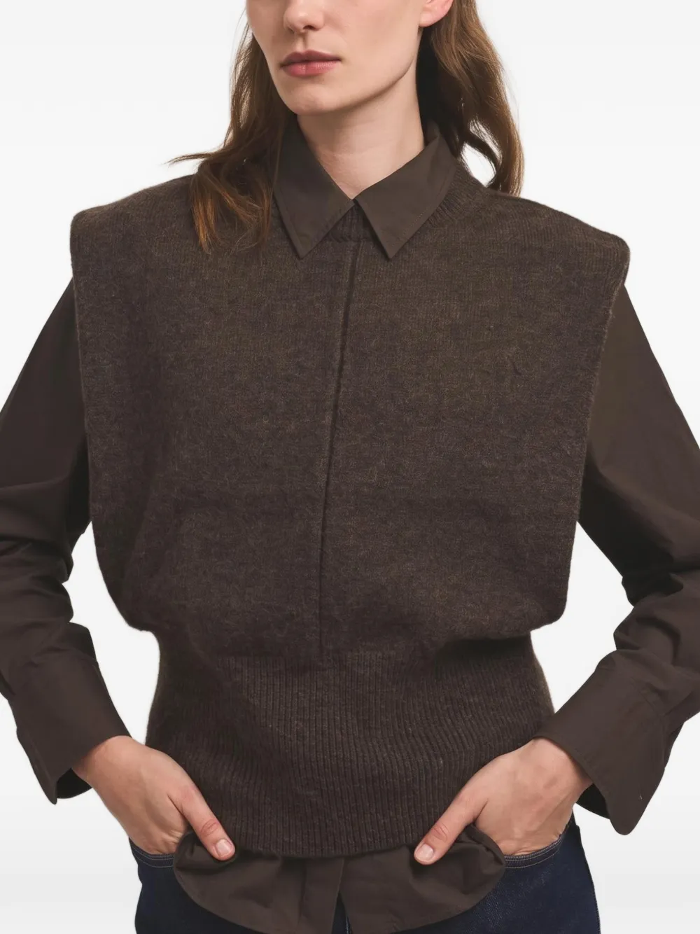 CESAR CASIER Angelique camel-hair sleeveless jumper - Braun
