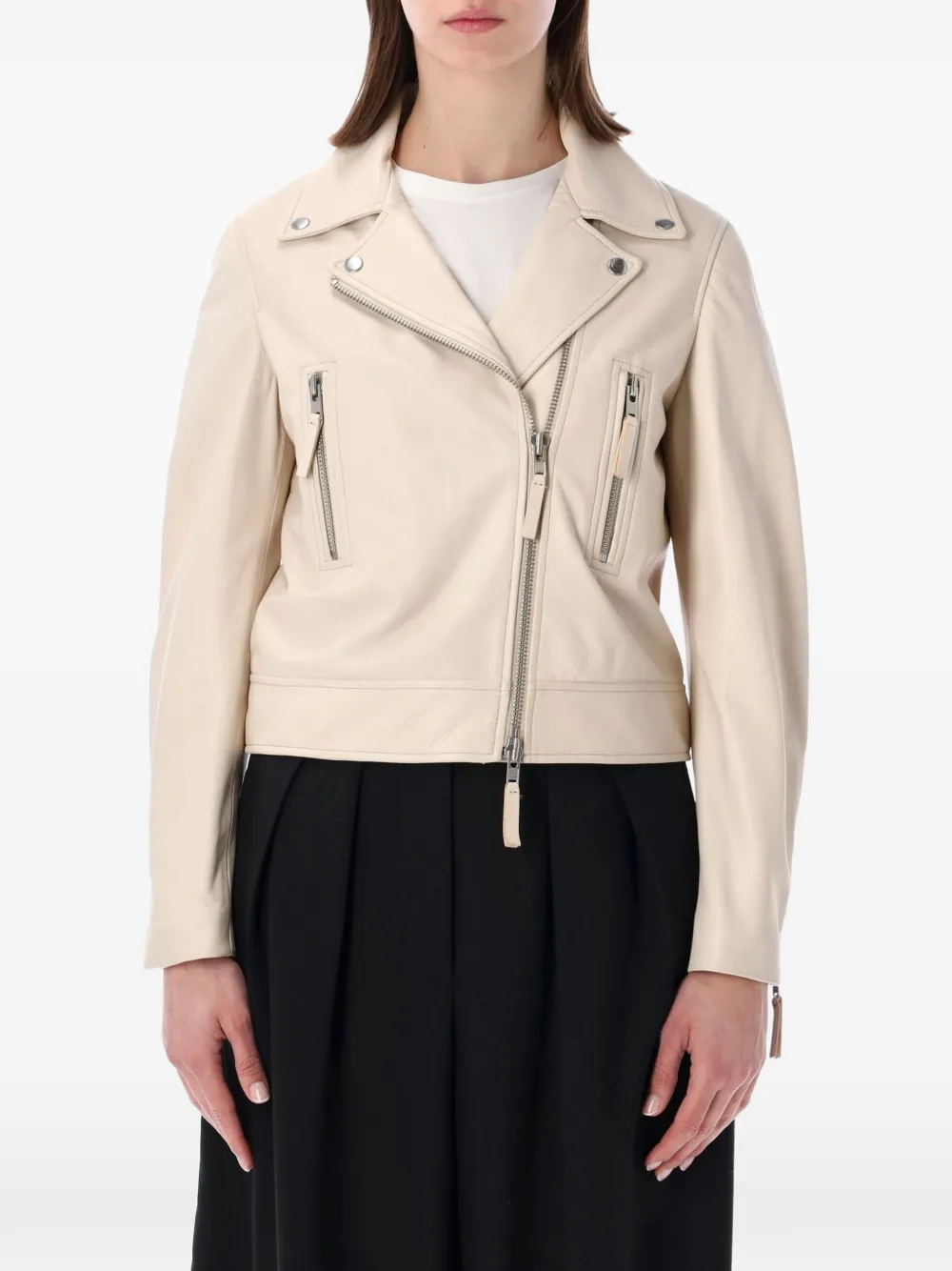 SWD BY S.W.O.R.D. Classic biker leather jacket - Toni neutri