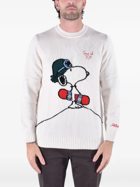 MC2 Saint Barth cream Bombardino light crew neck knit with Snoopy intarsia and embroidery - special edition
