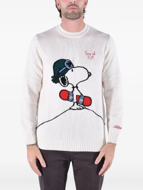 MC2 Saint Barth cream Bombardino light crew-neck knit with Snoopy intarsia and embroidery - special edition