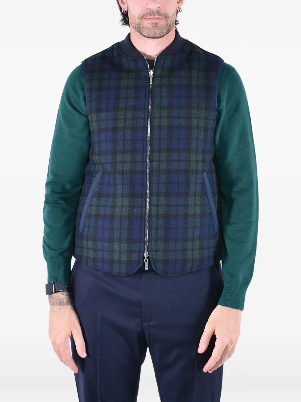 MC2 Saint Barth Spencer reversible tartan vest Blauw