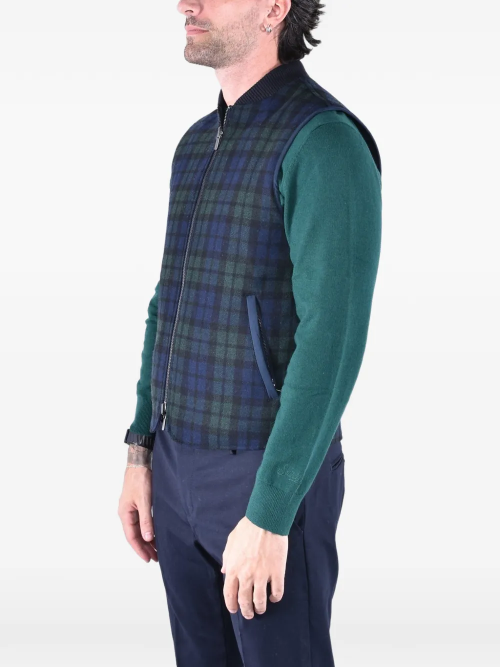 MC2 Saint Barth Spencer reversible tartan vest Blauw