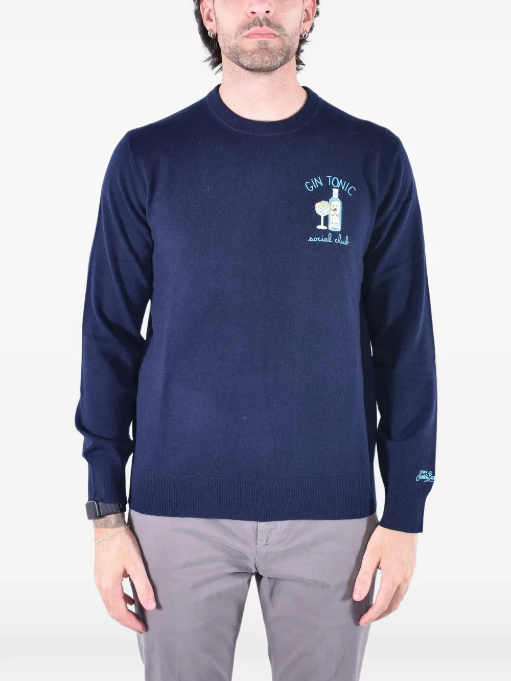 MC2 Saint Barth Heron embroidered crew-neck sweater Blauw