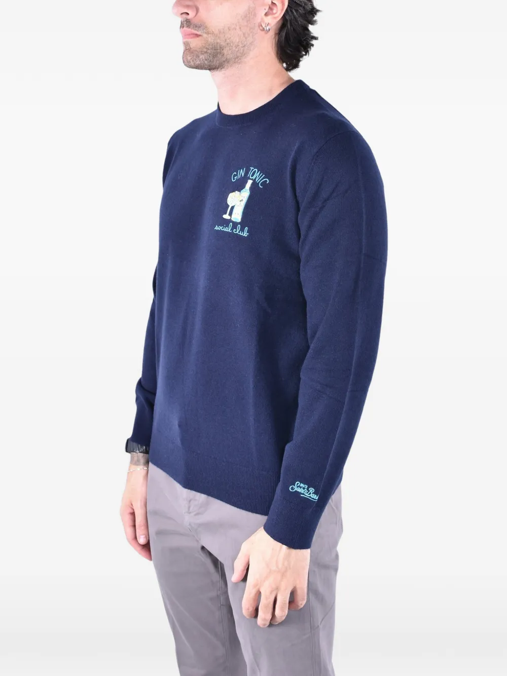 MC2 Saint Barth Heron embroidered crew-neck sweater Blauw