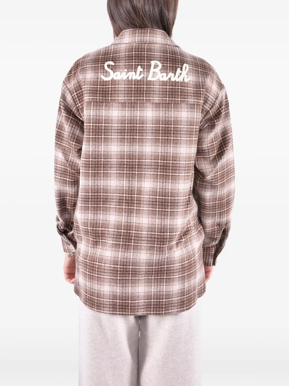 MC2 Saint Barth Cambry flanellen shirtjack met tartan-patroon en geborduurd logo Bruin