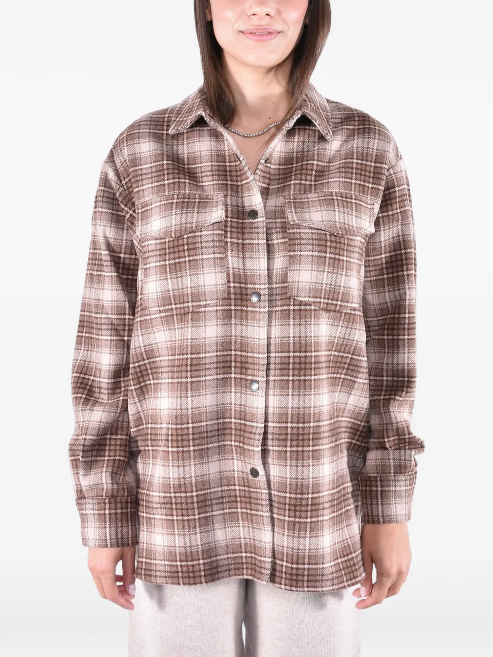 MC2 Saint Barth surchemise Cambry en flanelle à motif tartan et logo brodé - Marron