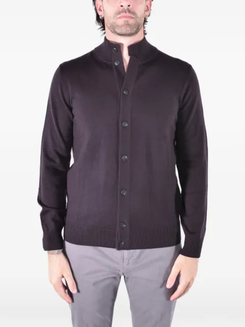 MC2 Saint Barth brown Savile merino wool cardigan with high collar