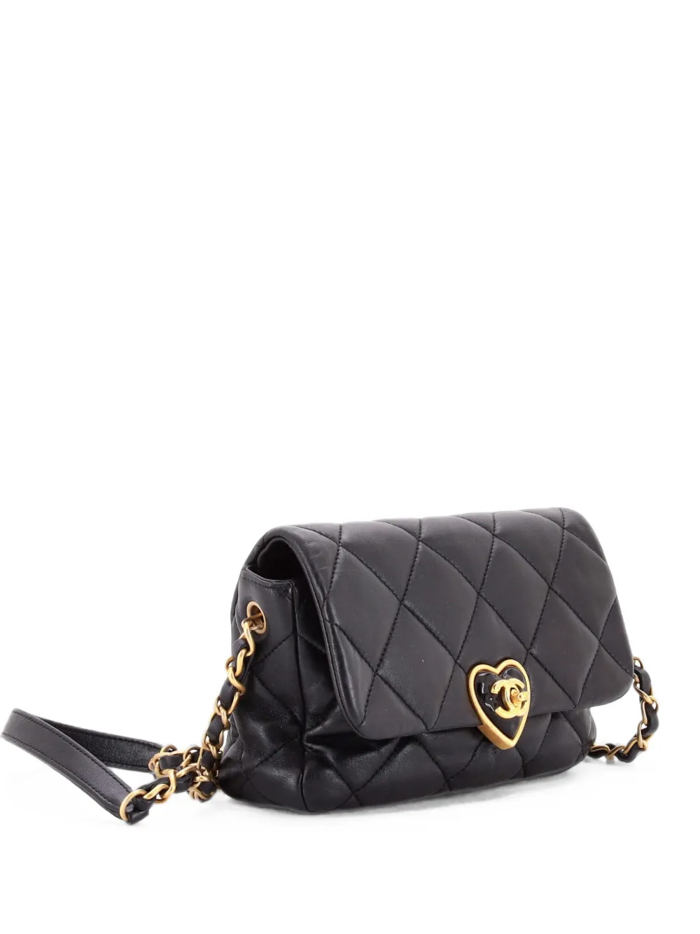 CHANEL Pre-Owned Coco Love CC Heart Flap Bag Quilted Lambskin Small shoulder bag - Nero