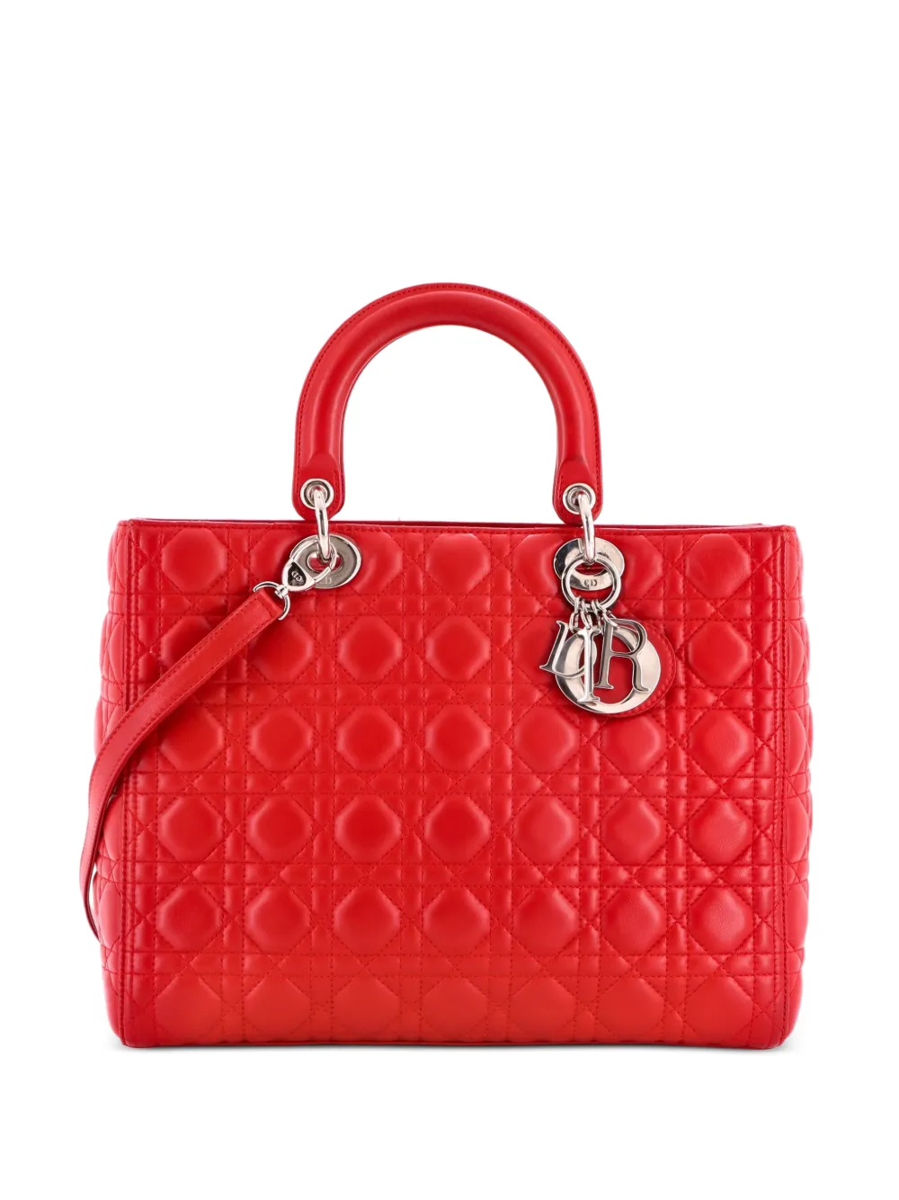 Christian Dior Pre-Owned Lady Dior Bag Cannage Quilt Lambskin Large tote bag - Rot