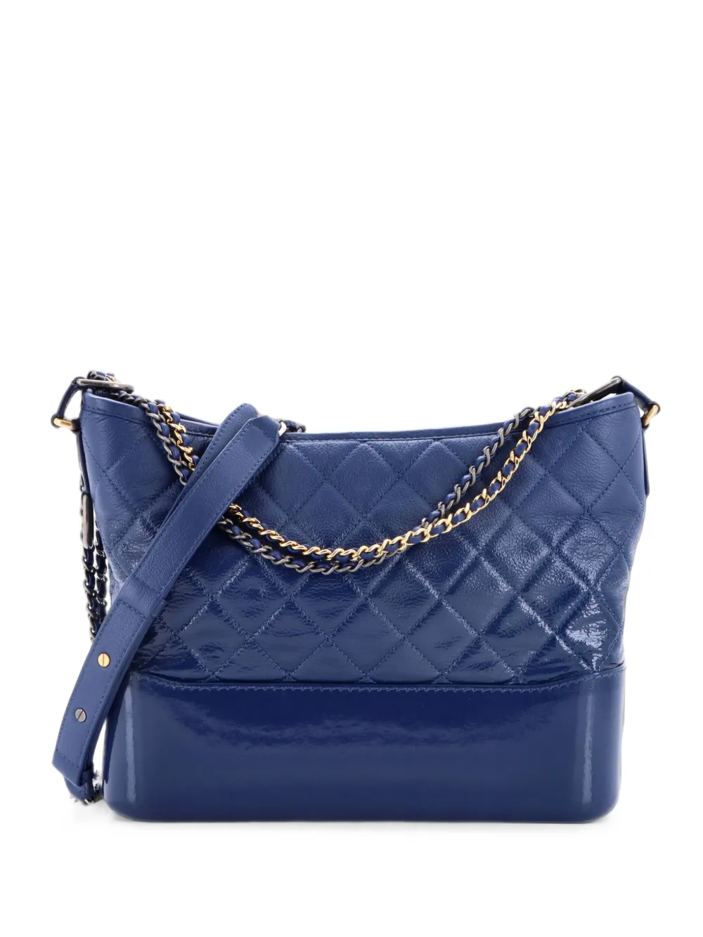 CHANEL Pre-Owned Gabrielle Quilted Goatskin and Patent Medium hobo bag - Blau