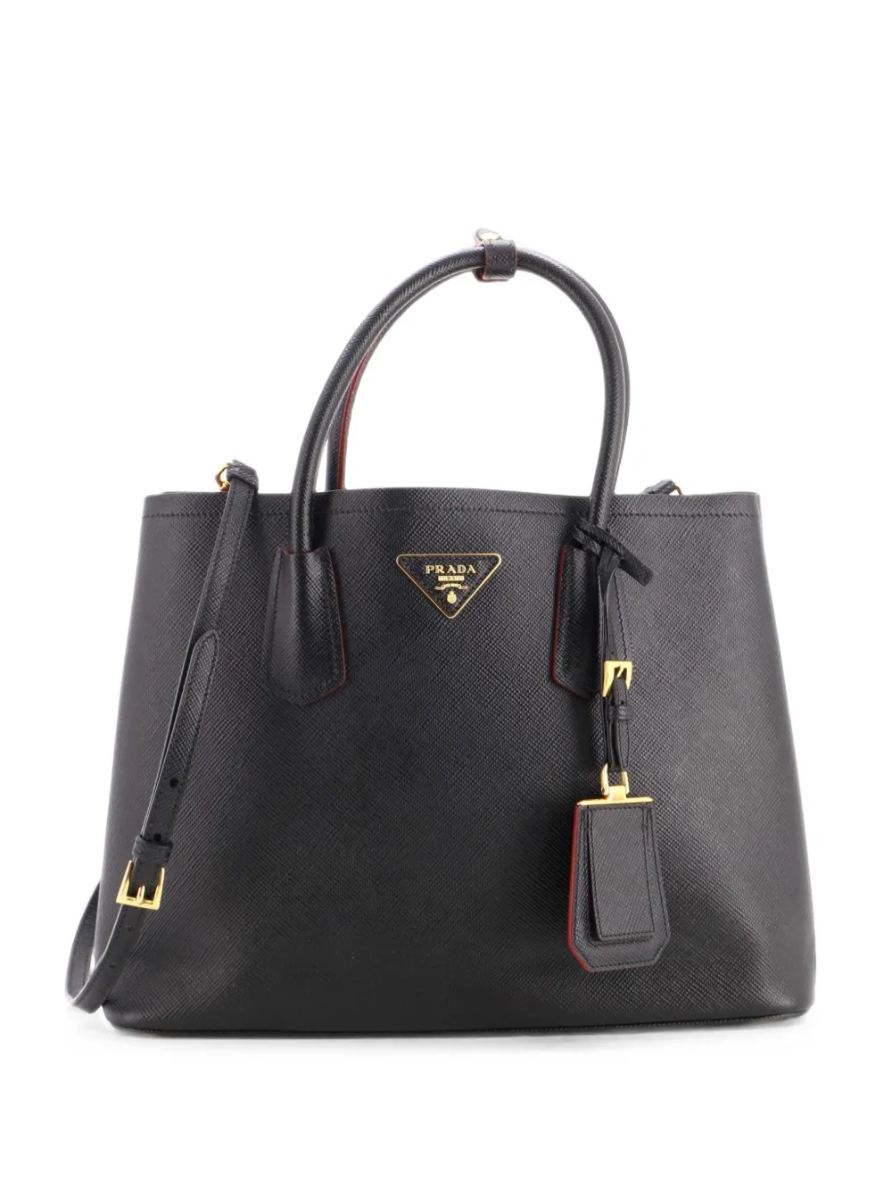 Prada Pre-Owned Cuir Double Saffiano Leather Medium tote bag - Noir Prada Pre-Owned Cuir Double Saffiano Leather Medium tote bag - Noir