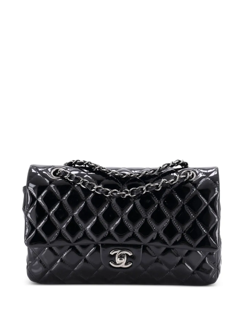CHANEL Pre-Owned Classic Double Flap Bag Quilted Patent Medium shoulder bag - Schwarz