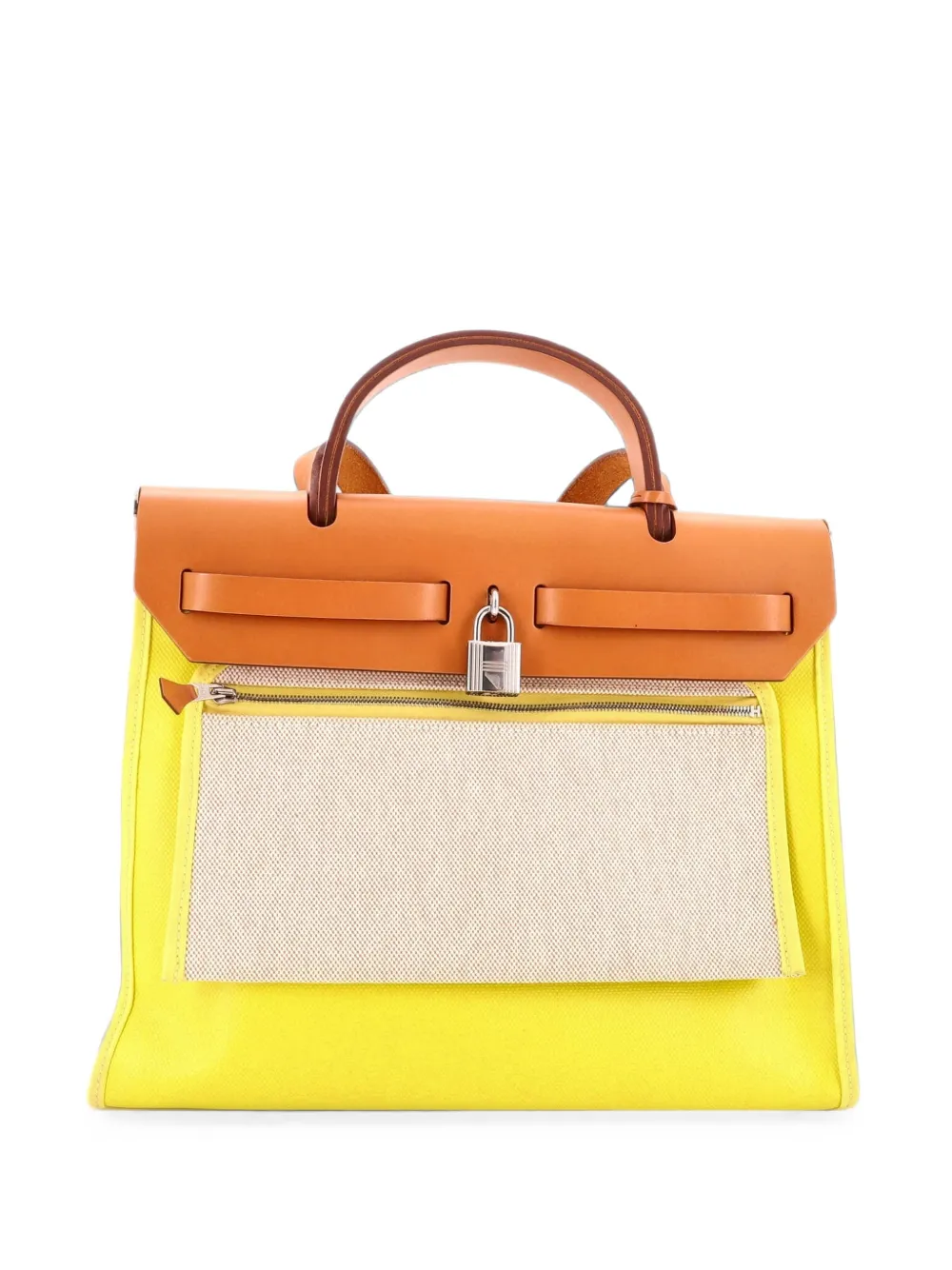 Hermès Pre-Owned sac porté épaule Herbag Zip Berline Vache Canvas and Leather 31 - Jaune Hermès Pre-Owned sac porté épaule Herbag Zip Berline Vache Canvas and Leather 31 - Jaune