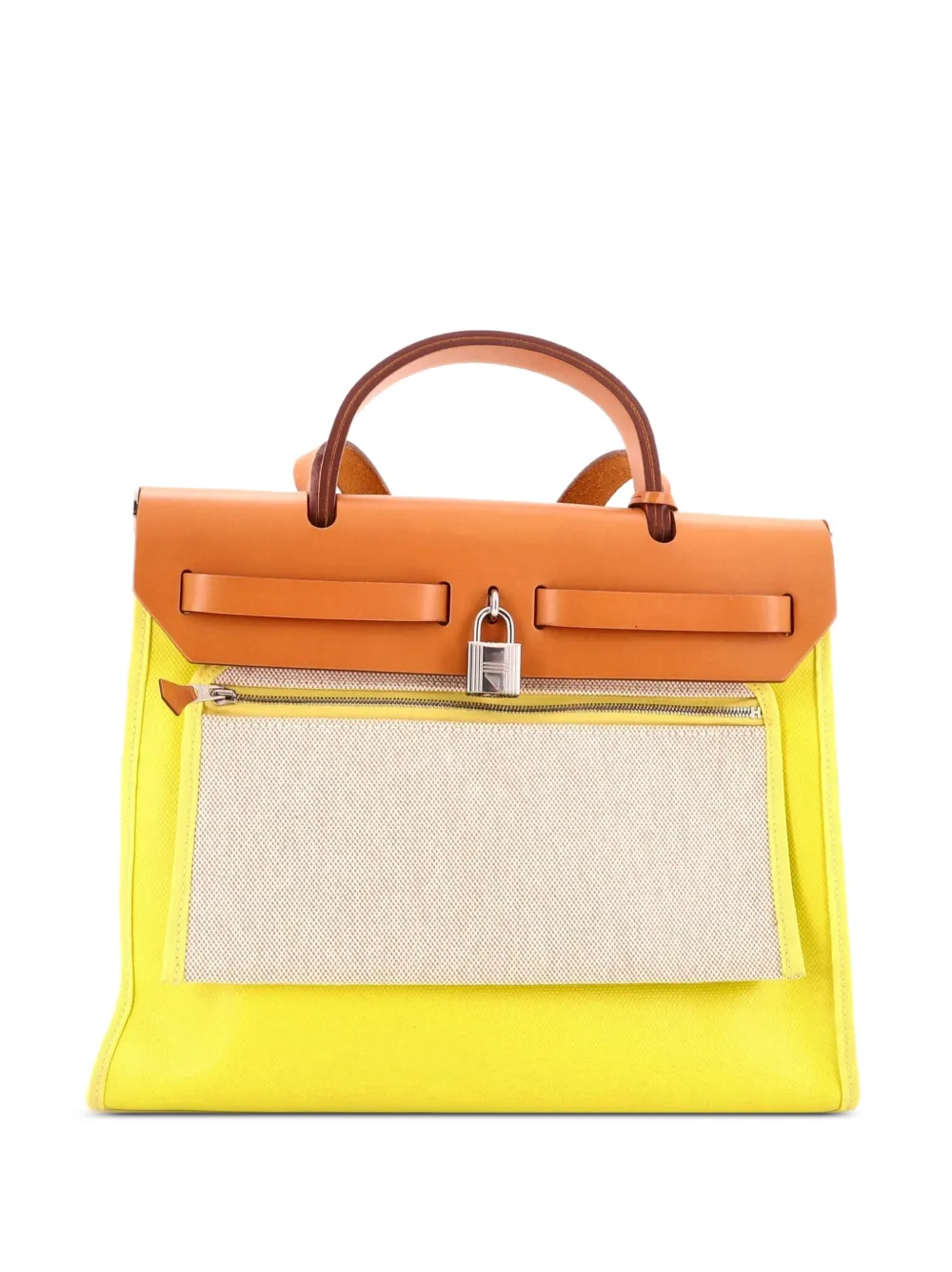 Hermès Pre-Owned Herbag Zip Berline Vache Canvas and Leather 31 shoulder bag - Gelb
