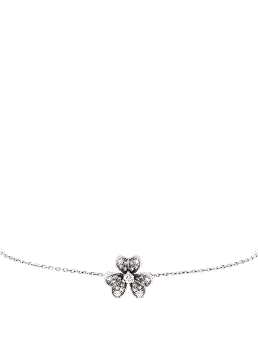 Van Cleef & Arpels Pre-owned Frivole 18K White Gold and Pave Diamonds Mini Bracelet in Silver, view 2