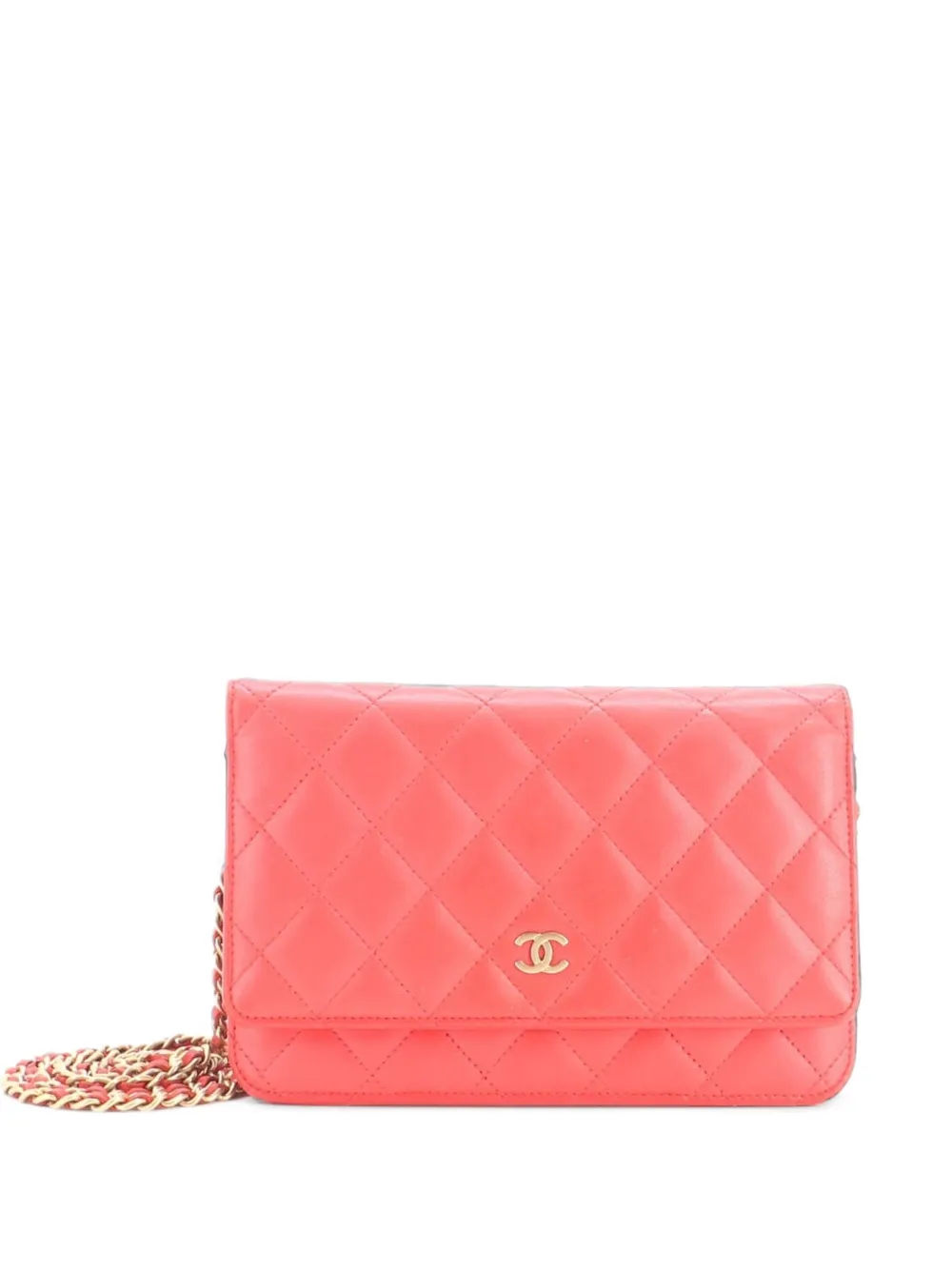 CHANEL Pre-Owned Wallet on Chain Quilted Lambskin crossbody bag - Rosso