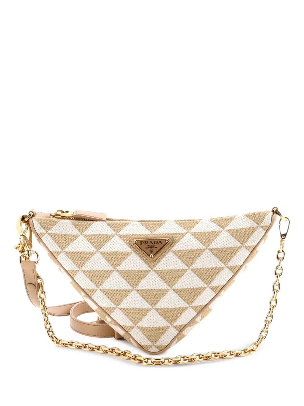 Prada Pre-Owned Symbole Triangle Bag Leather and Jacquard Mini shoulder bag - Toni neutri