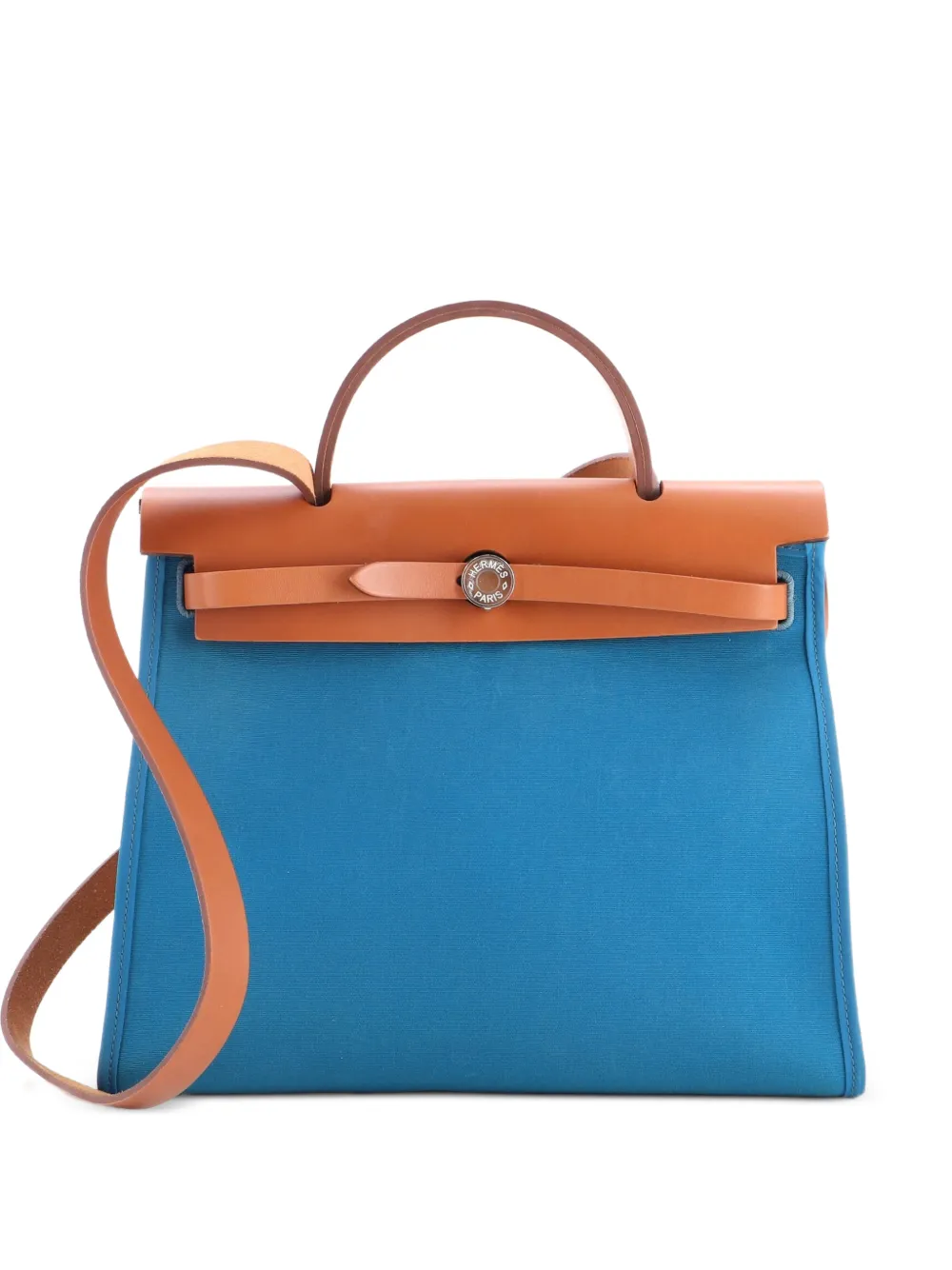 Hermès Pre-Owned Herbag Zip Leather and Toile 31 shoulder bag - Blau