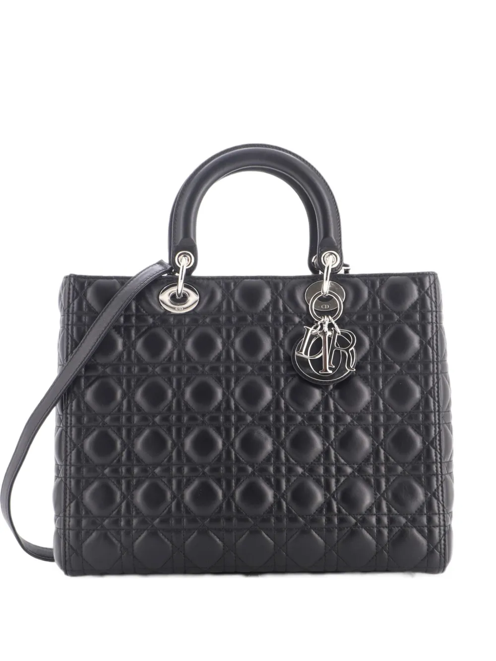 Christian Dior Pre-Owned Lady Dior Bag Cannage Quilt Lambskin Large tote bag - Nero