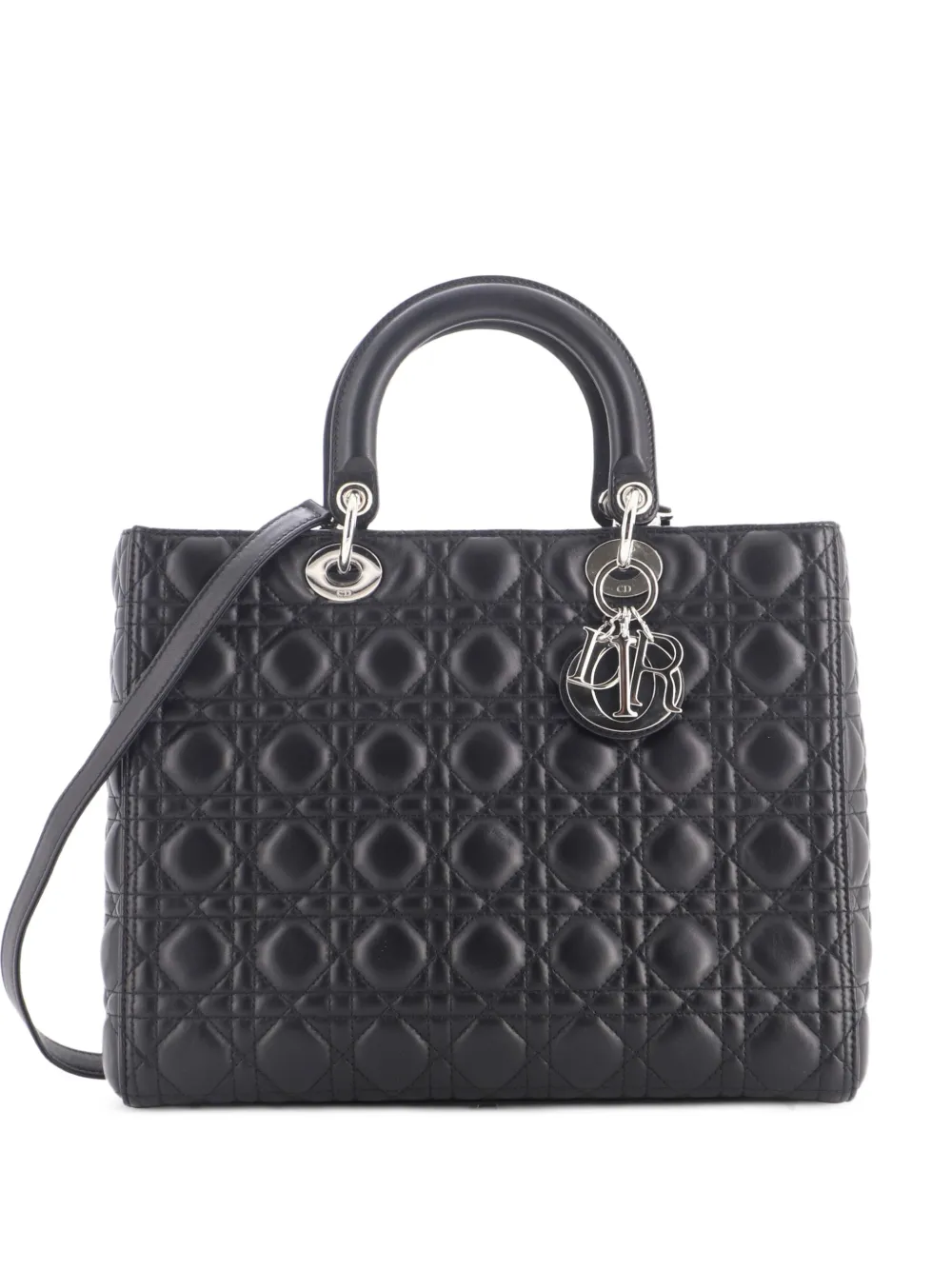 Christian Dior Pre-Owned Lady Dior Bag Cannage Quilt Lambskin Large tote bag - Nero